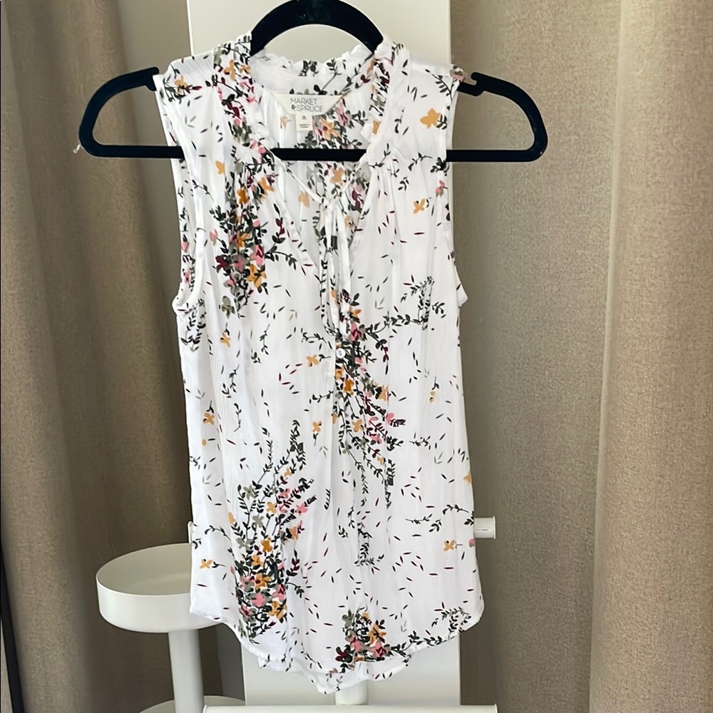 Floral Sleeveless Top - White